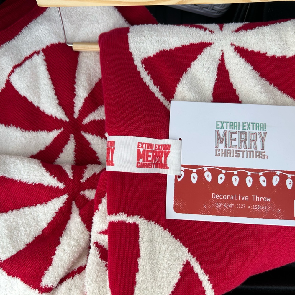 Red and White Reversible Peppermint Blanket